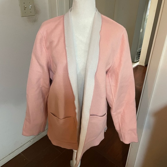 Chicos Plush Reversible open front Jacket size 16 18 XL size 3 rose pink wool - Picture 5 of 16